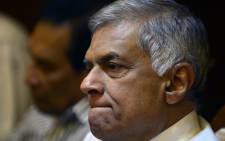 FILE: Sri Lanka's Prime Minister Ranil Wickremesinghe takes part in a press conference in Colombo on 29 October 2018. Wickremesinghe said 29 October that his controversial sacking left Sri Lanka in a power vacuum and demanded that parliament be allowed to end a standoff with the president. Picture: AFP.
