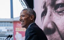 FILE: Former US President Barack Obama delivering the 2018 #MandelaLecture in Johannesburg on 17 July 2018. Picture: Twitter @ObamaFoundation