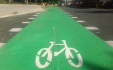 An EcoMobility cycling lane in Sandton. Picture: Mia Lindeque/EWN.