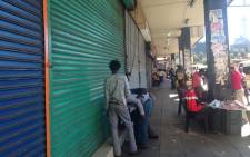 Several shops near the Noord taxi Rank have closed their doors after rumours of xenophobic attacks spread. Picture: Mia Lindeque/EWN