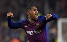 Barcelona's Brazilian midfielder Malcom celebrates after scoring during the Spanish Copa del Rey (King's Cup) semi-final first leg football match between FC Barcelona and Real Madrid CF at the Camp Nou stadium in Barcelona on 6 February 2019. Picture: AFP