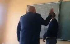 A screenshot of the principal slapping learners at the Bopedi Bapedi Secondary in Sekhukhune South District, Limpopo. 