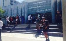 Stellenbosch University students at the Tygerberg campus have also joined march through education building. Picture: Shamiela Fisher/EWN.