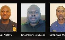 Mduduzi Ndlovu, Khathutshelo Muedi and Simphiwe Moropana died while battling a fire at a Johannesburg building. Picture: @CityofJoburgEMS/Twitter.