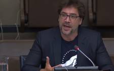 A YouTube screengrab shows Javier Bardem address the United Nations.