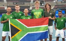 The cream of South African tennis, Raven Klaasen, Ruan Roelofse, Jeff Coetzee (captain), Kevin Anderson, Lloyd Harris and Kholo Montsi. Picture: Tennis South Africa