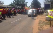 The National Union of Mineworkers (NUM) members march to AngloCoal in Witbank to hand over a memorandum in support of their demand for a R1,000 increase for their lowest paid workers. Picture: @NUM_Media.