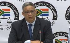 A screengrab of Robert McBride giving testimony at the state capture commission on 11 April 2019.