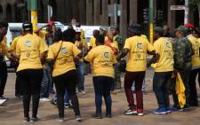 #OccupyLuthuliHouse supporters and #DefendLuthuliHouse supporters march at Luthuli House in Johannesburg on 05 September, 2016. Picture: Christa Eybers/EWN.