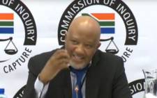 A screengrab of former deputy Finance Minister Mcebisi Jonas at the state capture inquiry on 15 March 2019.
