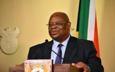 Acting Chief Justice Raymond Zondo handed the first part of the state capture report over to President Cyril Ramaphosa at the Union Buildings in Pretoria on 4 January 2022. Picture: GCIS.
