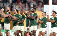 FILE: The Springboks acknowledge the crowd after a Rugby World Cup match. Picture: @Springboks/Twitter