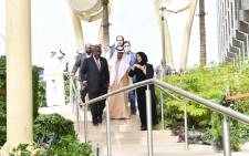 President Cyril Ramaphosa (L) at the Expo 2020 Dubai on Monday, 28 March 2022. Picture: PresidencyZA/Twitter