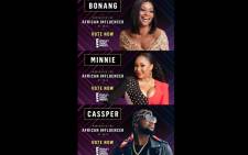 Bonang Matheba, Minnie Dlamini Jones and Cassper Nyovest were nominated for the 2019 African Influencer category at the E! People's Choice Awards in California. Picture: EWN.