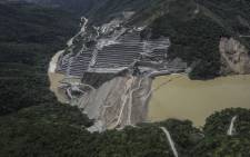 A general view of the dam of the Hydroituango Hydroelctric Project, on the Cauca River, near Ituango municipality, Antioquia department, Colombia. Picture: AFP