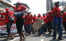 Members of POPCRU march in Johannesburg CBD on 2 October 2008. Picture: Taurai Maduna/Eyewitness News