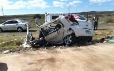 The wreckage of a car involved in an accident on the N1 between Laingsburg and Beaufort Wes on Sunday 16 December 2012. Picture: Melvyn Boiskin/iWitness.