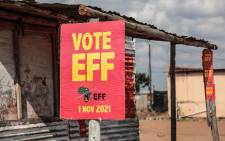 An EFF elections poster in the Madibeng Municipality in the North West on 8 October 2021. Picture: Abigail Javier/Eyewitness News 