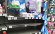 Shelves at a Pick n Pay left empty after stockpiling. Picture: Cindy Poluta/EWN.