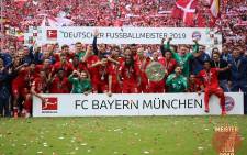 Bayern Munich celebrate with the trophy after winning the Bundesliga on 18 May 2019. Picture:  @FCBayernEN/Twitter