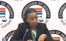 A screenshot of former South African Broadcasting Corporation (SABC) group chief executive Lulama Mokhobo at the state capture commission of inquiry. Picture: SABC Digital News/Youtube