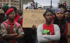 Students outside Parliament want government to respond to their call for amnesty for those arrested during the Fees Must Fall protests on 22 August 2018. Picture: Cindy Archillies/EWN