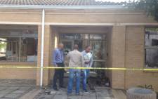 CPUT officials on the ground confirmed a fire damaged the entrance at the Bellville campus security control centre. Picture: Kevin Brandt/EWN.