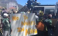 Anti-nuclear deal protesters say the government should instead spend the money on housing. Picture: Graig-Lee Smith/EWN