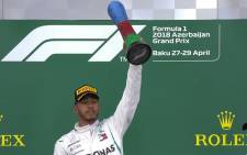 FILE: Lewis Hamilton wins Azerbaijan Grand Prix on 28 April 2018. Picture: @F1/Twitter.