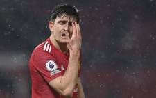 Manchester United defender Harry Maguire reacts during the English Premier League football match between Manchester United and Sheffield United at Old Trafford in Manchester, north west England, on 27 January 2021. Picture: Laurence Griffiths/AFP
