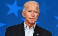 Democratic Presidential candidate Joe Biden looks on while speaking at the Queen venue in Wilmington, Delaware, on 5 November 2020. Picture: AFP.