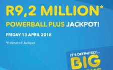 The estimated jackpot for the Powerball Plus draw on 13 April 2018. Picture: @sa_lottery/Twitter