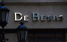 A logo of De Beers in New York in 2013. Picture: AFP.