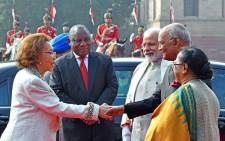 President Cyril Ramaphosa accompanied by his spouse Dr Tshepo Motsepe welcomed by President Ram Nath Kovind, his spouse and Prime Narendra Minister Modi on arrival at the Presidential Palace, New Delhi, India Picture: GCIS.