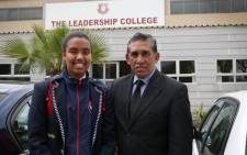 Kauthar Fortune and her principal, Mr Yusuf Atcha, outside the Leadership Academy in Manenberg. Picture: Bertram Malgas/EWN
