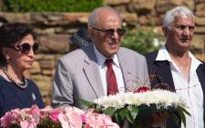 Former prison mates and struggle icons Ahmed Kathrada and Laloo Chiba were among those that visited Nelson Mandela stature at the Union Buildings in Pretoria as the country marks one year since the death of the former president on 5 December 2014. Picture: Christa Eybers/EWN.
