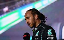 Mercedes driver Lewis Hamilton speaks to the press after winning the Formula One Saudi Arabian Grand Prix at the Jeddah Corniche Circuit in Jeddah on 5 December 2021. Picture: ANDREJ ISAKOVIC/AFP/POOL