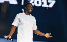 Host of AFRIMA, Senegalese born US artist Akon speaks during the All Africa Music Awards (AFRIMA) in Lagos 12 November, 2017. Picture: AFP.