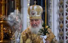FILE: In this file photo taken on 6 January 2022, Russian Patriarch Kirill celebrates a Christmas service at the Christ the Savior Cathedral in Moscow. The European Commission has proposed sanctioning the head of the Russian Orthodox Church, Patriarch Kirill, in the latest wave of economic measures against Russia that also includes a phased-in oil import ban, according to a document seen by AFP on 4 May 2022. Picture: Kirill Kudryavtsev / AFP