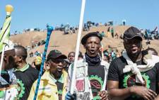 Hundreds of mineworkers and community members have gathered in Marikana on 16 August 2022 for the tenth anniversary of the massacre of 34 mineworkers. Picture: Abigail Javier/Eyewitness News