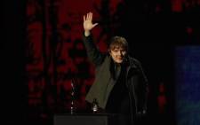 British singer-songwriter Lewis Capaldi collects his award for Song of the Year for 'Someone You Loved' during the BRIT Awards 2020 ceremony and live show in London on 18 February 2020. Picture: AFP.
