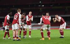 Arsenal players celebrate a goal against Newcastle United on 18 January 2021. Picture: @Arsenal/Twitter