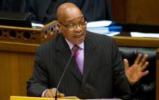 President Jacob Zuma answers questions in parliament. Picture: Sapa.