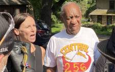 Attorney Jennifer Bonjean and Bill Cosby speak outside of Bill Cosby's home on 30 June 2021 in Cheltenham, Pennsylvania. Cosby was released from prison after a court overturned his sex assault conviction. Picture: Michael Abbott/Getty Images/AFP