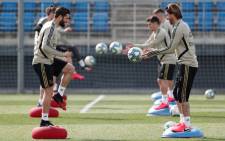 Real Madrid players during a training session. Picture: @realmadriden/Twitter