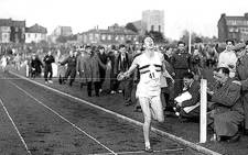 Roger Bannister crosses the finish line on May 6, 1954, to break the four-minute mile barrier. Picture: Facebook.com
