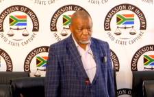 African National Congress chairperson Gwede Mantashe testified at the state capture commission on 19 April 2021. Picture: YouTube screengrab/SABC.
