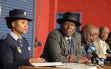 Police Minister Bheki Cele and National Police Commissioner General Khehla Sitole during a visit to Philippi East, Cape Town on 8 July 2019. Picture: @SAPoliceService/Twitter