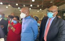 Health Minister Zweli Mkhize (L) joined by Premier David Makhura (R) and Health MEC Nomathemba Mokgethi on site inspections ahead of the phase two vaccination programme in Gauteng on 8 April 2021. Picture: Zweli Mkhize/ Twitter

