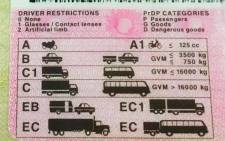 A general view of a South African driver's licence. Picture: Supplied.